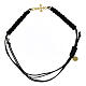 Agios bracelet of black fabric with cross of rosé rhinestones, gold plated 925 silver s2