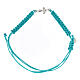 Bracciale Benedictus in tessuto turchese e croce rodiata s3