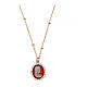 Agios rosé necklace with red cameo and white rhinestones s1