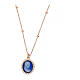 Agios rosé necklace with blue cameo and white rhinestones s1