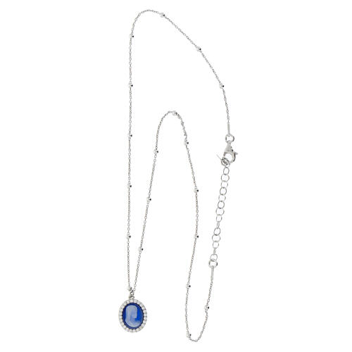 Collier Agios argent 925 avec camée bleu et zircons 3