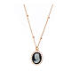 Agios rosé necklace with black cameo and white rhinestones s1