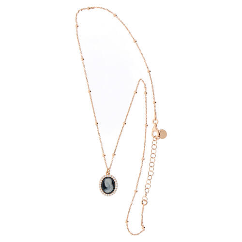 Agios rose necklace with black cameo and white zircons 3