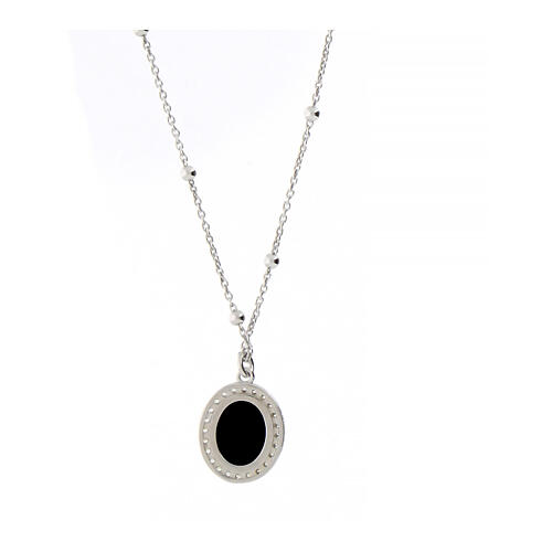 Agios 925 silver necklace with black cameo and rhinestones 2