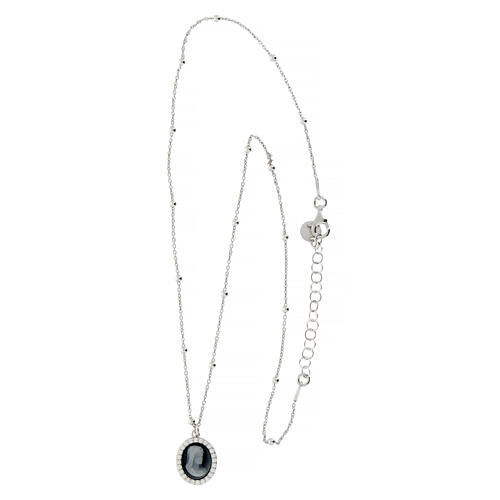Agios 925 silver necklace with black cameo and rhinestones 3