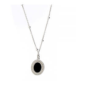 Agios 925 silver necklace with black cameo and zircons