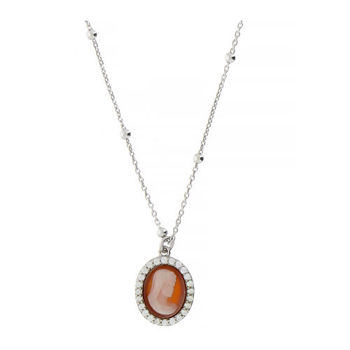 Collana argento 925 Agios cammeo rosso e zirconi bianchi 1