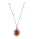 Agios 925 silver Mary necklace, red cameo and white zircons s2
