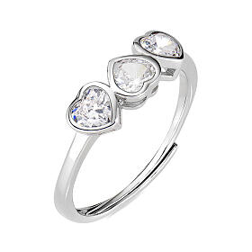 AMEN Ring Herz-Trilogie mit weißen Zirkonen und aus 925 Silber