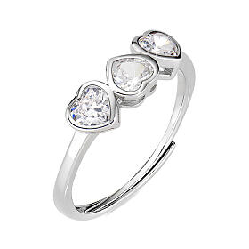 AMEN heart trilogy ring with white zircons and 925 silver