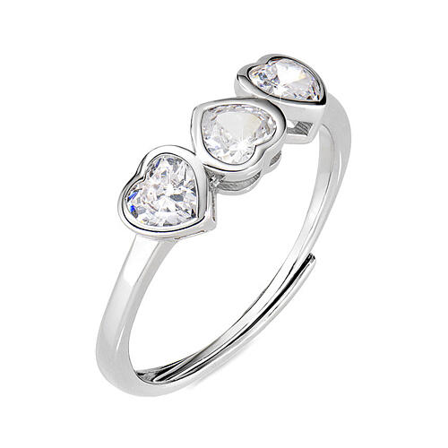 AMEN heart trilogy ring with white zircons and 925 silver 1
