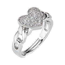 Durchbrochener Ring Amen mit Herz und Zirkonen aus Silber 925