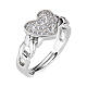 Amen cut-out ring with rhinestone hearts and 925 silver s1