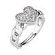 Amen ring perforated heart and zircons 925 silver s1