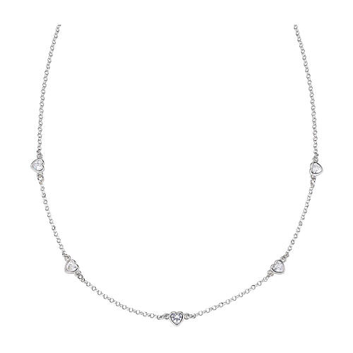 Amen 925 rhodium-plated silver necklace with white zircons 1