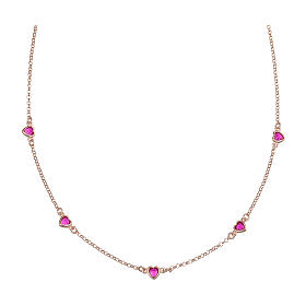 Collana argento 925 finitura rosé zirconi rosa Amen 