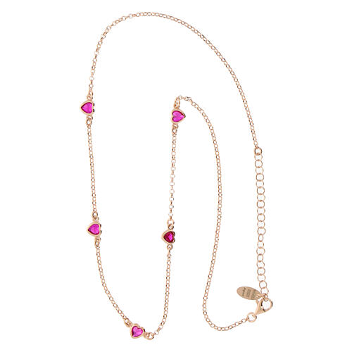 Collana argento 925 finitura rosé zirconi rosa Amen  2