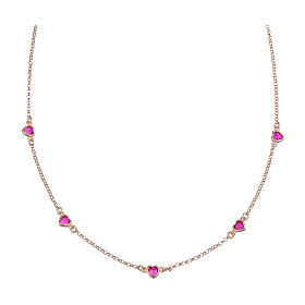 925 silver rose finish heart necklace with pink zircons Amen