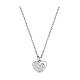 Amen necklace of rhodium-plated 925 silver, heart-shaped pendant with rhinestones s1