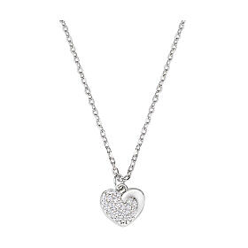 Collana Amen argento rodiato 925 cuore e zirconi bianchi