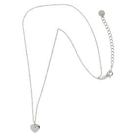 Collana Amen argento rodiato 925 cuore e zirconi bianchi