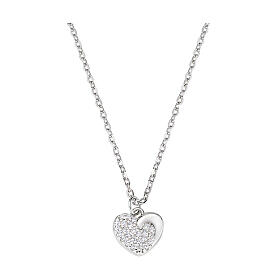 Amen heart necklace rhodium-plated 925 silver and white zircons