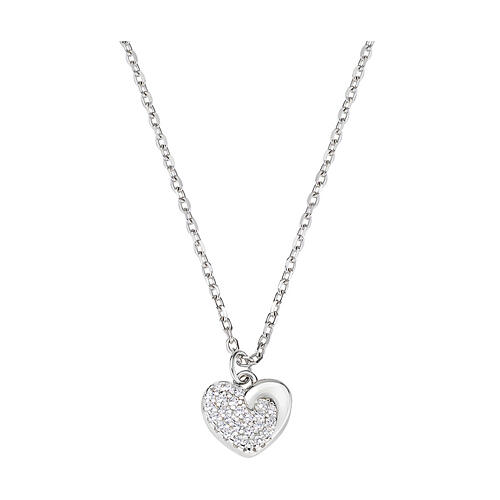 Amen heart necklace rhodium-plated 925 silver and white zircons 1
