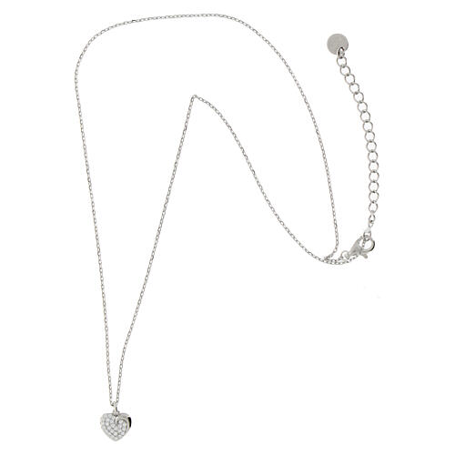 Amen heart necklace rhodium-plated 925 silver and white zircons 2