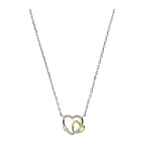 Collana argento 925 rodio e oro zirconi Amen 1