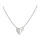 Amen necklace with heart-shaped pendant, half rhodium-plated 925 silver half rhinestones s1