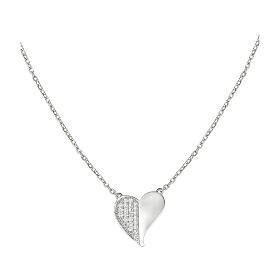 Collana charm Amen cuore argento 925 rodiato e zirconi