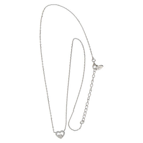 Amen necklace with concentric hearts, 925 silver and white rhinestones 2