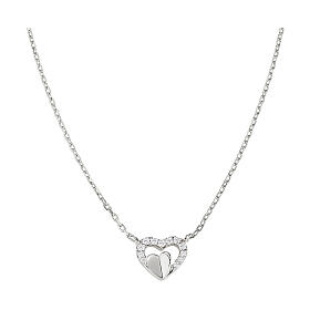 Amen heart pendant necklace with white zircons and 925 silver