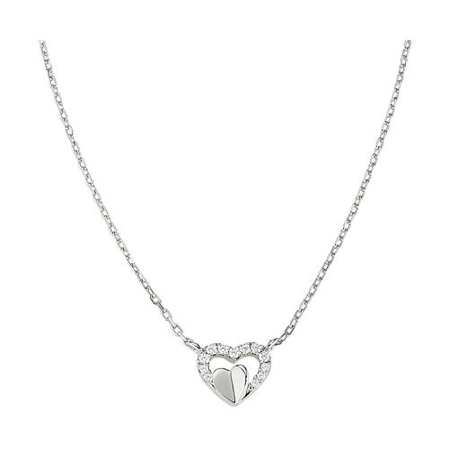 Amen heart pendant necklace with white zircons and 925 silver 1