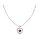 Amen necklace with concentric hearts, 925 silver, pink and rhinestones s1