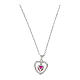 Amen necklace with concentric hearts, 925 silver, pink and rhinestones s2