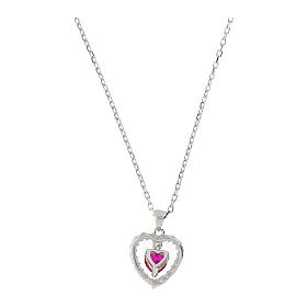 Collana doppio charm Amen argento 925 e zircone rosa