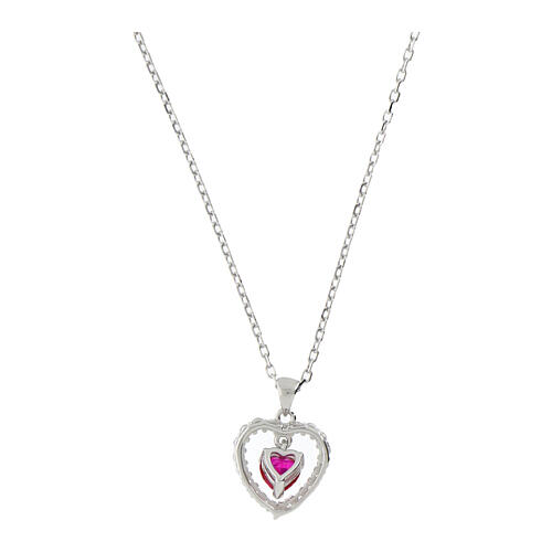 Collana doppio charm Amen argento 925 e zircone rosa 2