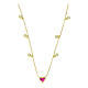 Collana argento 925 finitura oro e cuore zircone rosa s2