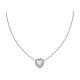 Amen necklace of rhodium-plated 925 silver with white heart of rhinestones s1