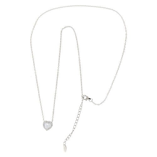 Collier argent 925 rhodié coeur de zircons blancs Amen 3