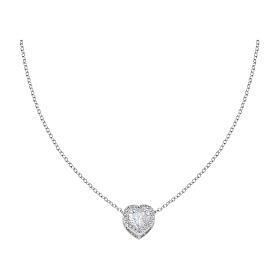 Amen charm and zircon necklace in rhodium-plated 925 silver