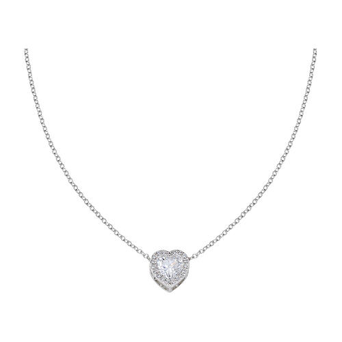 Amen charm and zircon necklace in rhodium-plated 925 silver 1