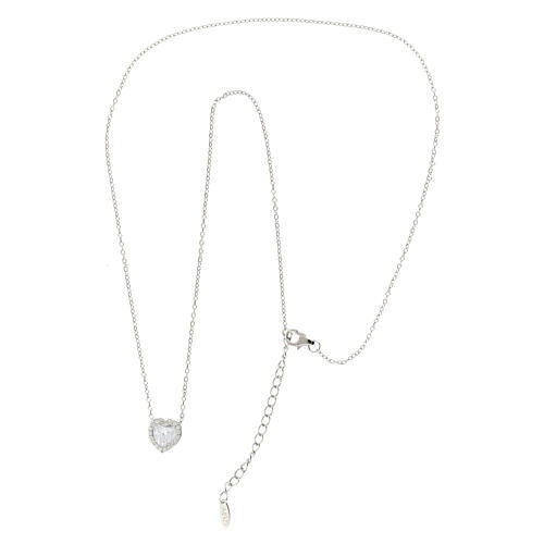 Amen charm and zircon necklace in rhodium-plated 925 silver 3