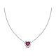 Amen necklace of rhodium-plated 925 silver with pink and white heart of rhinestones s1