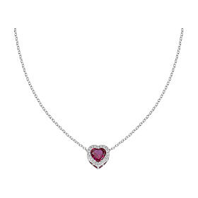 Amen heart necklace pink zircon 925 silver 
