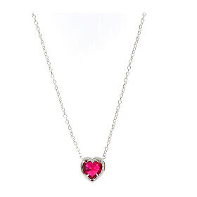 Amen heart necklace pink zircon 925 silver 