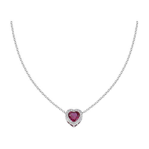 Amen heart necklace pink zircon 925 silver  1