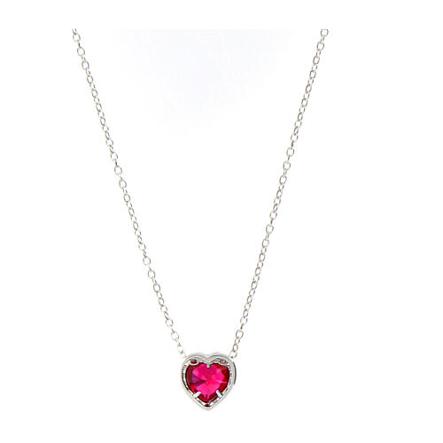 Amen heart necklace pink zircon 925 silver  2