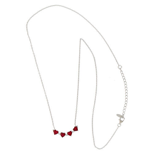 Collana Amen quadricuore magnetico e zirconi rosa e bianchi  3
